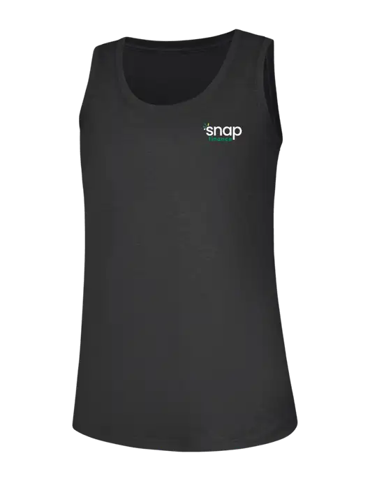 Womens Black Frost Perfect Tri Racerback Tank w/Snap Finance Logo