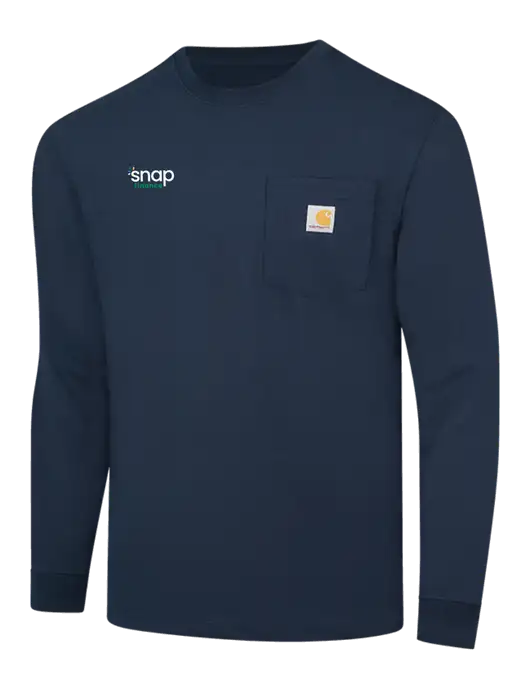 Carhartt Navy Workwear Pocket Long Sleeve T-Shirt w/Snap Finance Logo