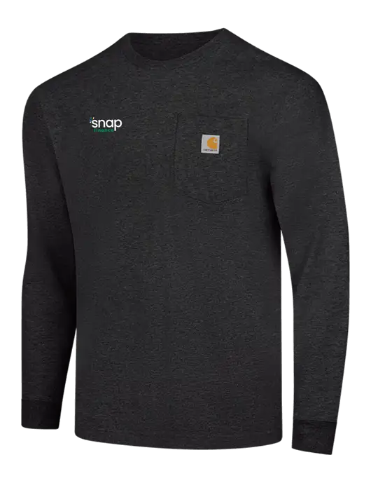 Carhartt Dark Grey Heather Workwear Pocket Long Sleeve T-Shirt w/Snap Finance Logo