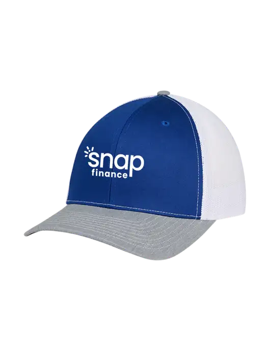 Richardson Adjustable Snapback Original 112 Trucker Cap Royal/HeatherGrey/White Mesh w/Snap Finance Logo