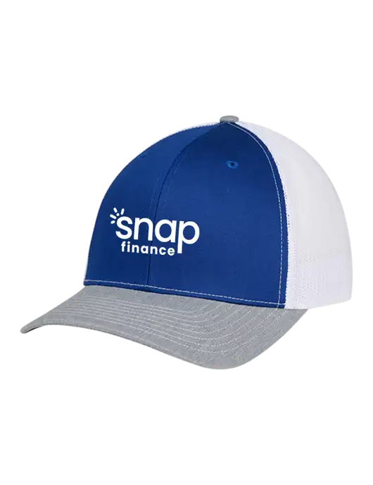 Richardson Adjustable Snapback Original 112 Trucker Cap Royal/HeatherGrey/White Mesh w/Snap Finance Logo
