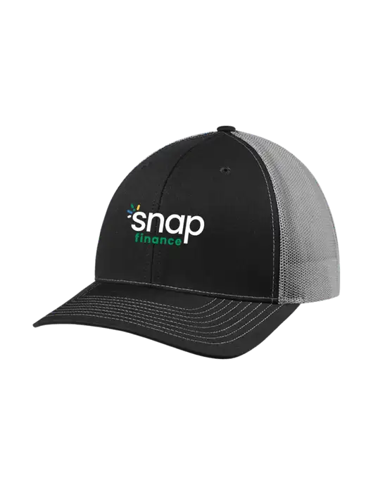 Richardson Adjustable Snapback Original 112 Trucker Cap Black w/Charcoal Mesh w/Snap Finance Logo