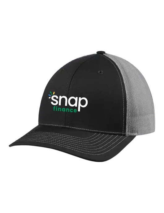 Richardson Adjustable Snapback Original 112 Trucker Cap Black w/Charcoal Mesh w/Snap Finance Logo