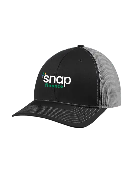 Richardson Adjustable Snapback Original 112 Trucker Cap Black w/Charcoal Mesh w/Snap Finance Logo