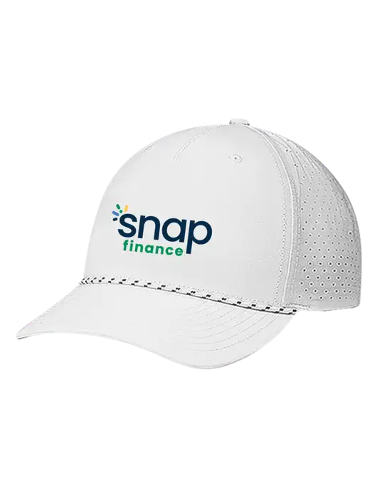Richardson Laser Perf Performance White/White-Black Rope Cap w/Snap Finance Logo