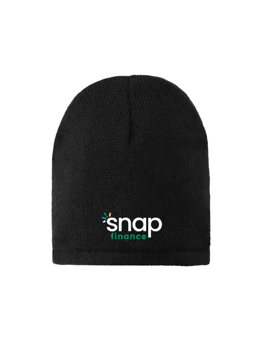 Black Fleece-Lined Beanie Cap w/Snap Finance Logo