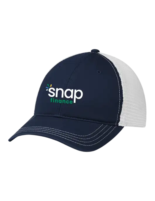 Richardson 111 Garment Washed Trucker Cap Navy w/White Mesh w/Snap Finance Logo