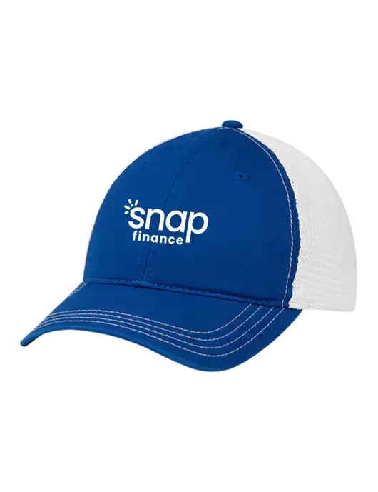 Richardson 111 Garment Washed Trucker Cap Royal w/White Mesh w/Snap Finance Logo