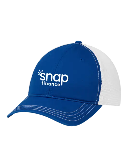 Richardson 111 Garment Washed Trucker Cap Royal w/White Mesh w/Snap Finance Logo