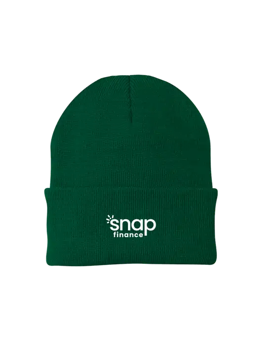 Dark Green Knit Cap w/Snap Finance Logo
