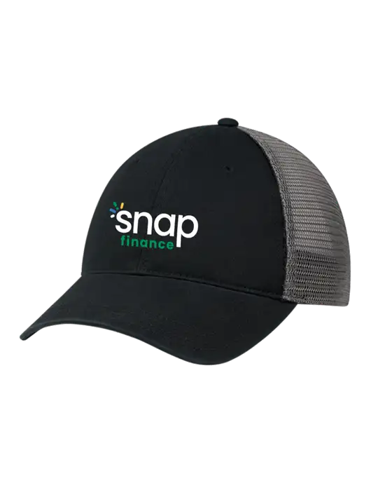 Richardson 111 Garment Washed Trucker Cap Black w/Charcoal Mesh w/Snap Finance Logo