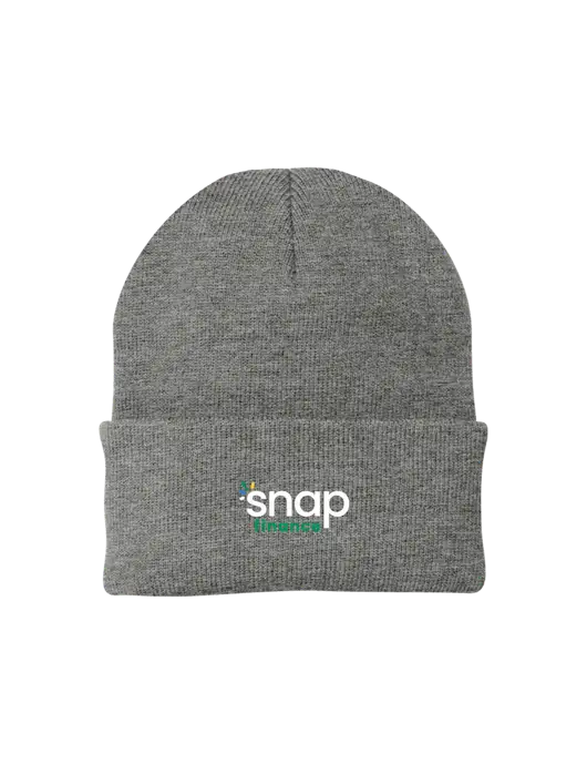 Medium Grey Heather Knit Cap w/Snap Finance Logo