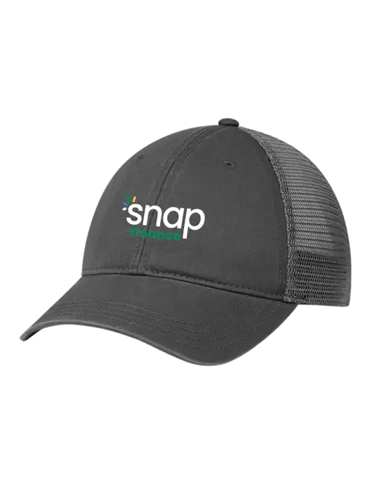 Richardson 111 Garment Washed Trucker Cap Charcoal w/Charcoal Mesh w/Snap Finance Logo