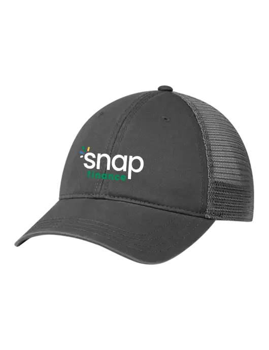 Richardson 111 Garment Washed Trucker Cap Charcoal w/Charcoal Mesh w/Snap Finance Logo