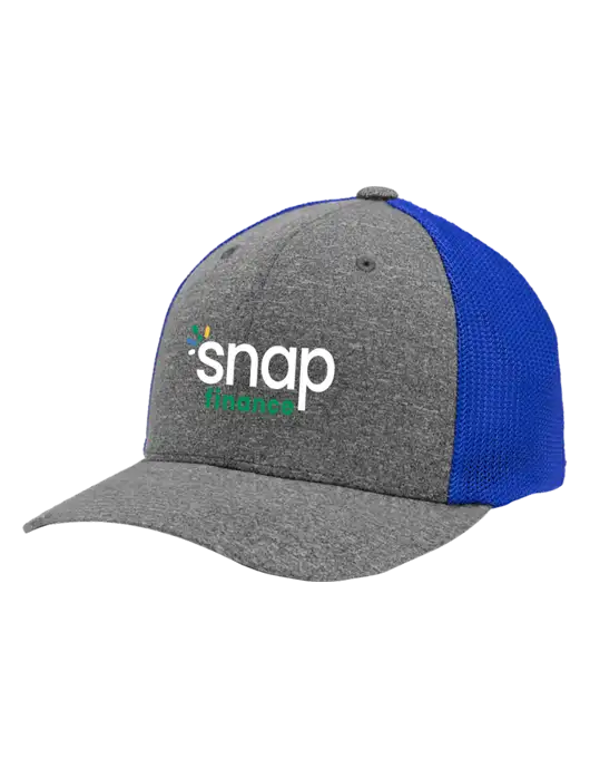 Flexfit Royal/Medium Grey Heather Melange Mesh Back Trucker Cap w/Snap Finance Logo