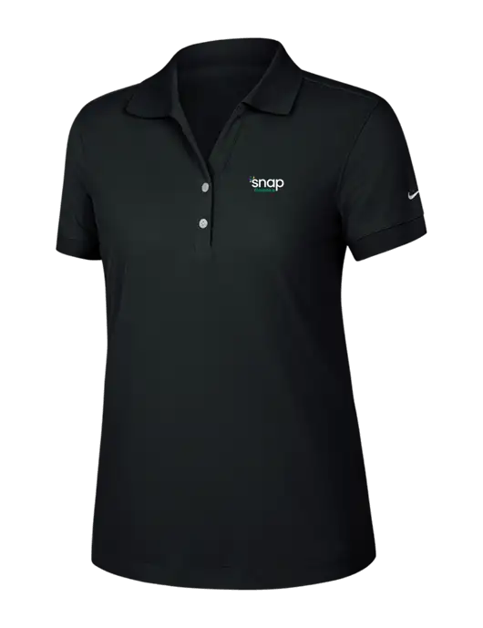 Nike Womens Dri-FIT Classic Black Polo w/Snap Finance Logo