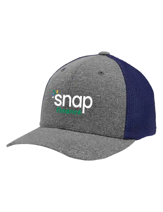 Flexfit Navy/Medium Grey Heather Melange Mesh Back Trucker Cap w/Snap Finance Logo