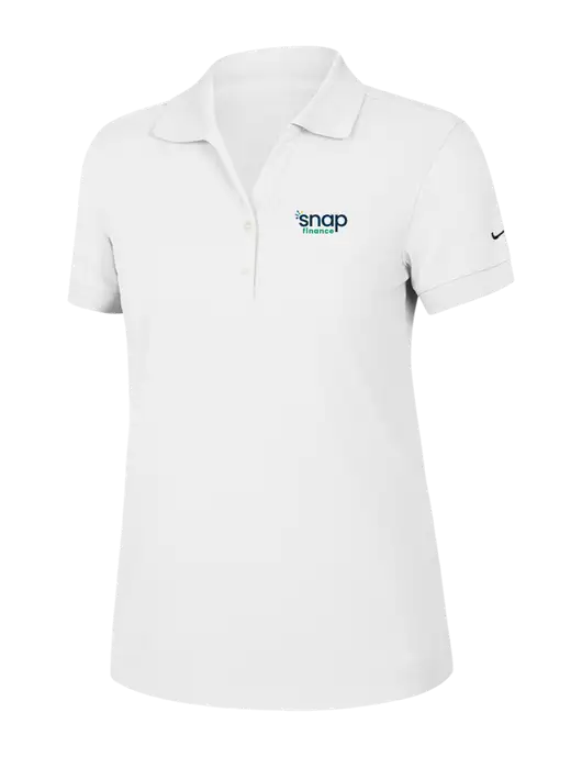 Nike Womens Dri-FIT Classic White Polo w/Snap Finance Logo