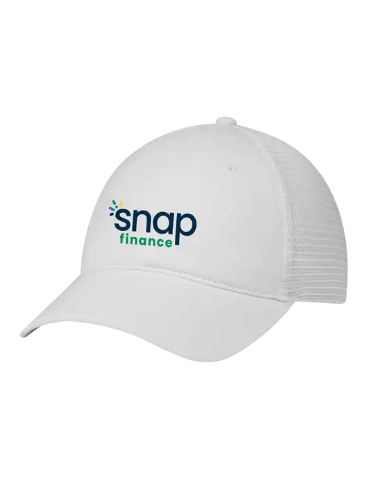 Richardson 111 Garment Washed Trucker Cap White w/White Mesh w/Snap Finance Logo
