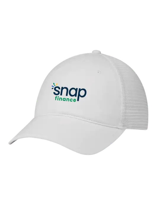 Richardson 111 Garment Washed Trucker Cap White w/White Mesh w/Snap Finance Logo
