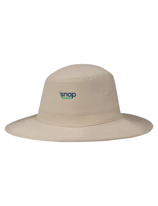 Tan Booney Sun Hat w/Snap Finance Logo