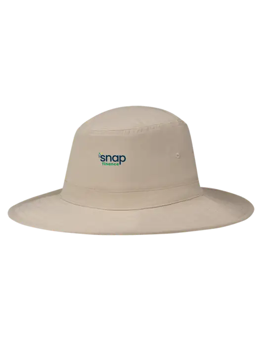 Tan Booney Sun Hat w/Snap Finance Logo