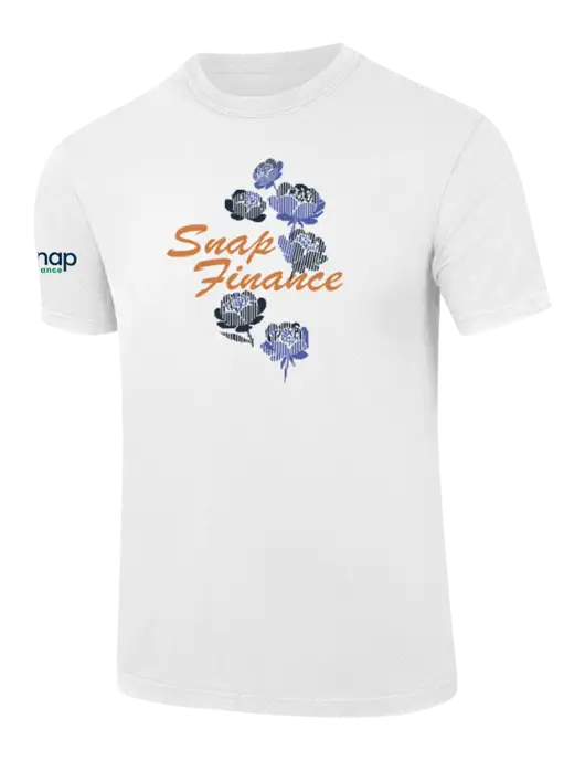 Comfort Colors 6.1 oz White Heavyweight Ring Spun T-Shirt w/SNAP Finance Flowers Logo, Snap Finance Logo