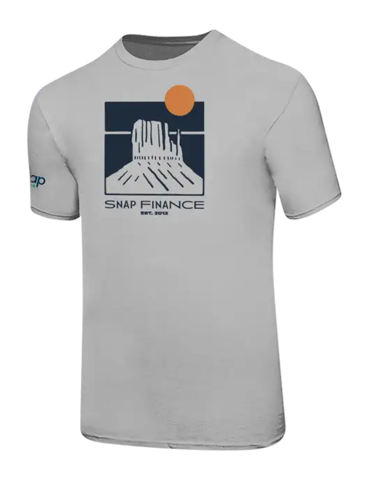 Ring Spun Silver 4.5 oz T-Shirt w/SNAP Finance Box EST. 2012 Logo, Snap Finance Logo