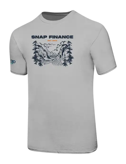 Ring Spun Silver 4.5 oz T-Shirt w/SNAP Finance Wilderness Logo, Snap Finance Logo