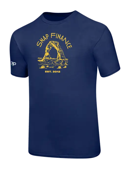 Ring Spun Navy 4.5 oz T-Shirt w/SNAP Finance Curved Logo, Snap Finance Logo