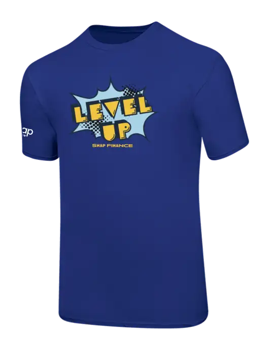 Ring Spun Royal 4.5 oz T-Shirt w/SNAP Finance Level Up Logo, Snap Finance Logo