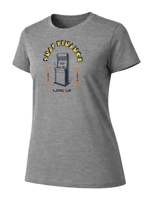 Womens Ring Spun Light Grey Heather 4.5 oz T-Shirt w/SNAP Finance Level Up Logo