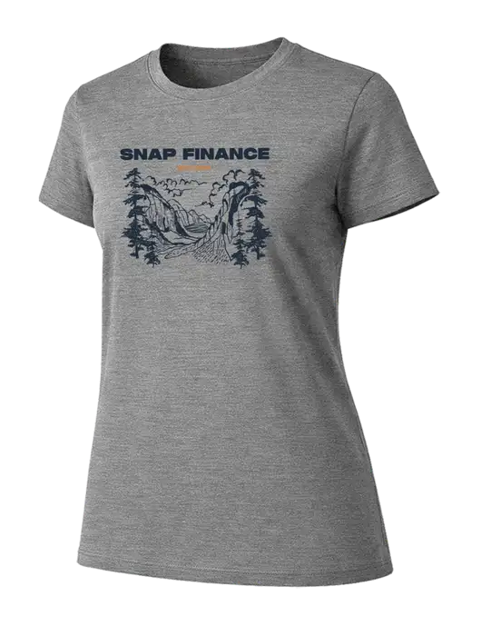 Womens Ring Spun Light Grey Heather 4.5 oz T-Shirt w/SNAP Finance Wilderness Logo