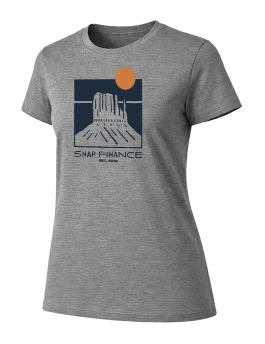 Womens Ring Spun Light Grey Heather 4.5 oz T-Shirt w/SNAP Finance Box EST. 2012 Logo